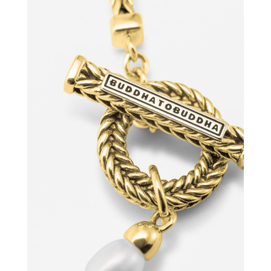 UNISEX Buddha To Buddha 139 GV Barbara Mini Pearl Bracelet Gold Vermeil - Image 5