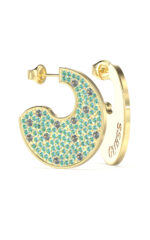 GUESS STEEL BLOOMING SUMMER JUBE05230JWYGAQT/U Σκουλαρίκια Χρυσά Με Γαλάζιες Πέτρες Και Λογότυπο