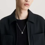 Κολιέ Calvin Klein 35000486 Ατσάλινο Ασημί Με Τετράγωνο Κρεμαστό 35000486