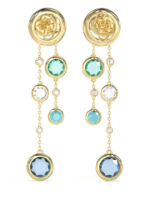 Guess Σκουλαρίκια Κρεμαστά από Ατσάλι Επιχρυσωμένα με Πέτρες Γαλάζια JUBE05091JWYGAQT/U