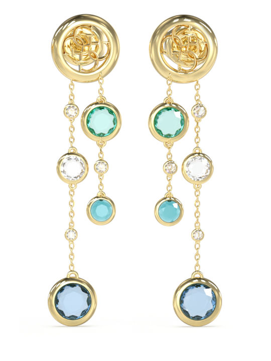 Guess Σκουλαρίκια Κρεμαστά από Ατσάλι Επιχρυσωμένα με Πέτρες Γαλάζια JUBE05091JWYGAQT/U - Image 1