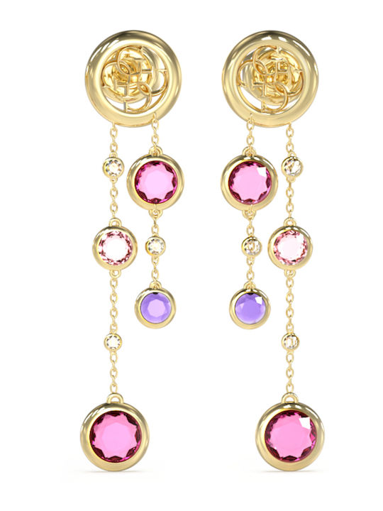 Guess Σκουλαρίκια Κρεμαστά από Ατσάλι Επιχρυσωμένα με Πέτρες Ροζ  JUBE05091JWGFCT/U - Image 1