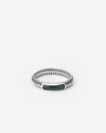 UNISEX Buddha To Buddha Ben Mini Gemstone Ring Silver Malachite - Image 3