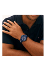 Tommy Hilfiger Bank Ανδρικό Ρολόι Χρονογράφος με Μπλε Καουτσούκ Λουράκι SKU 1792169