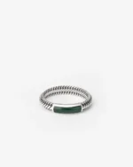 UNISEX Buddha To Buddha Ben Mini Gemstone Ring Silver Malachite - Image 5