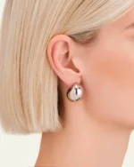 ROSEFIELD Χοντροί Κρίκοι Ημίφωτος Ασημί  SKU JECMS-J982 - Image 4