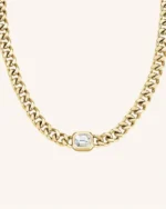 Κολιέ ROSEFIELD Octagon από  ανοξείδωτο ατσάλι με κρύσταλλο SKU JNOCG-J1131