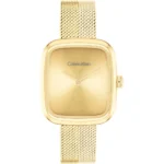 Ρολόι Calvin Klein  ορθογώνιο  Γυναικεία ρολόι quartz με μιλανέζικο μπρασελέ SKU 25100099