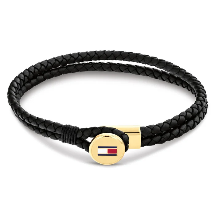 diplo-andriko-vraxioli-tommy-hilfiger-2790669-dermatino-mavro-atsalino-koumpoma-xryso-xroma-19cm_700x Tommy Hilfiger Ανδρικό Βραχιόλι από Δέρμα SKU 2790669 - Image 1