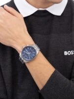 Boss Skytraveller Ανδρικό Ρολόι 44mm Χρονογράφος Μπαταρίας με Ασημί Μεταλλικό Μπρασελέ SKU 1514216