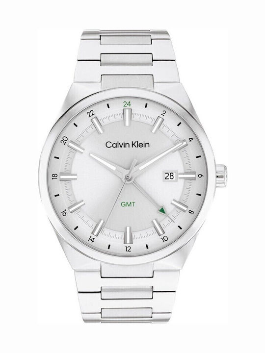 Calvin Klein Distinguish Ανδρικό Ρολόι Μπαταρίας με Ασημί Μεταλλικό Μπρασελέ SKU 25200489 - Image 3