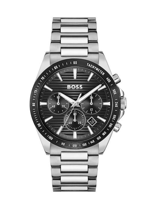 Boss Strike Ανδρικό Ρολόι 41mm Χρονογράφος Μπαταρίας με Ασημί Μεταλλικό Μπρασελέ SKU 1514290 - Image 3