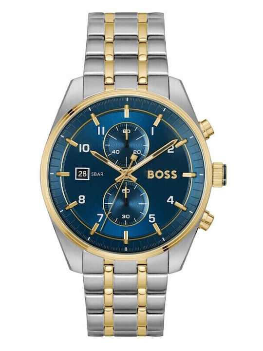Boss Skytraveller Ανδρικό Ρολόι Χρονογράφος Μπαταρίας με Ασημί Μεταλλικό Μπρασελέ SKU 1514247 - Image 3