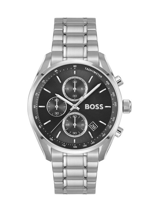 Boss Grand Prix Chronograph Ανδρικό Ρολόι Χρονογράφος Μπαταρίας με Ασημί Μεταλλικό Μπρασελέ SKU 1514259 - Image 1