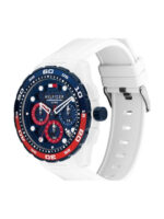 Tommy Hilfiger Thregatta Ανδρικό Ρολόι 44mm Χρονογράφος  με Λευκo Μεταλλικό Μπρασελέ