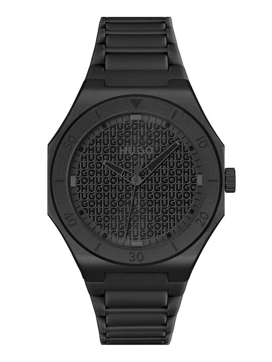 Hugo  BOSS Ανδρικό Ρολόι Μπαταρίας με Μαύρο Καουτσούκ Λουράκι SKU 1530396 - Image 4