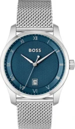 Boss Principle Ανδρικό Ρολόι με Ασημί Μεταλλικό Μπρασελέ  SKU 1514115