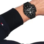 Tommy Hilfiger Bank Ανδρικό Ρολόι Μπαταρίας με Μαύρο Μεταλλικό Μπρασελέ - Image 4