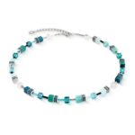COEUR de LION Κολιέ GeoCUBE® Iconic necklace Teal silver, Stainless Steel   SKU 2838/10-0624