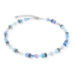 COEUR de LION Κολιέ GeoCUBE® Iconic aqua-blue, Stainless Steel  SKU  2838/10-2007
