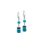 COEUR de LION Σκουλαρίκια GeoCUBE® Iconic Teal silver, Stainless Steel  SKU  2838/20-0624