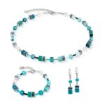 COEUR de LION Σκουλαρίκια GeoCUBE® Iconic Teal silver, Stainless Steel  SKU  2838/20-0624 - Image 3