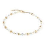 COEUR de LION Κολιέ GeoCUBE® Iconic Nature gold white, Stainless Steel SKU  3018/10-1416