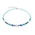 COEUR de LION Κολιέ GeoCUBE® Wave Precious Flow silver-teal, Stainless Steel  SKU 3046/10-0607