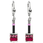 Σκουλαρίκια Coeur De Lion GeoCube από ανοξείδωτο ατσάλι με ροζ τριαντάφυλλο  SKU 4409/20-1500