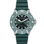 Ρολόι Emporio Armani World Explorer Solar με πράσινο καουτσούκ και λουράκι  SKU AR11786