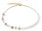 Coeur de Lion GeoCUBE® Precious Fusion Pearls necklace multicolour pastel   SKU 5086/10-1522