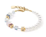 Coeur de Lion GeoCUBE® Precious Fusion Pearls παστέλ πολύχρωμο βραχιόλι  SKU 5086/30-1522