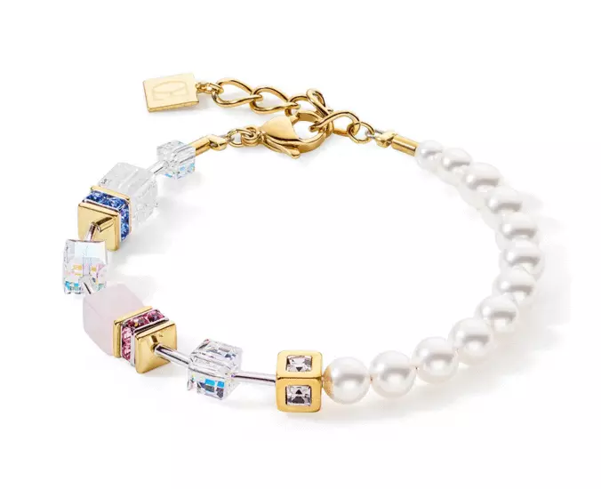 Coeur de Lion GeoCUBE® Precious Fusion Pearls παστέλ πολύχρωμο βραχιόλι  SKU 5086/30-1522 - Image 1
