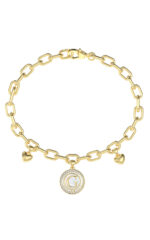 GUESS STEEL G TALISMAN  Βραχιόλι Χρυσό Με Καρδιές Και Λογότυπο Με Πέτρες  SKU JUBB06197JWYGL