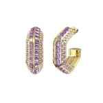 GUESS STEEL LIONESS QUEEN Κρίκοι Χρυσοί Με Μωβ Πέτρες  SKU JUBE06188JWYGAMT/U - Image 2