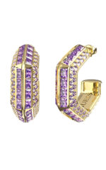 GUESS STEEL LIONESS QUEEN Κρίκοι Χρυσοί Με Μωβ Πέτρες  SKU JUBE06188JWYGAMT/U