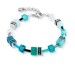 Βραχιόλι Coeur de Lion GeoCUBE® Iconic από γαλαζοπράσινο ασήμι  SKU  2838/30-0624