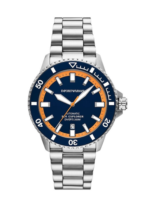 Emporio Armani Ανδρικό Ρολόι 42mm Αυτόματο με Ασημί Μεταλλικό Μπρασελέ SKU AR60090 - Image 3