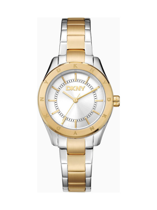 DKNY Chambers Γυναικείο Ρολόι 30mm Μπαταρίας με Χρυσό Μεταλλικό Μπρασελέ - Image 1