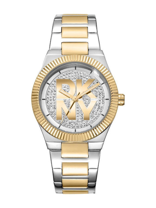 DKNY Γυναικείο Ρολόι 33mm Μπαταρίας με Ασημί Μεταλλικό Μπρασελέ - Image 1