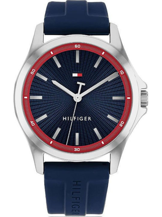 Tommy Hilfiger Ανδρικό Ρολόι Μπαταρίας με Μπλε Καουτσούκ Λουράκι  SKU 1710738 - Image 1