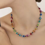 COEUR DE LION  Κολιέ GEOCUBE με κύβους CZ   SKU  4409/10-1500