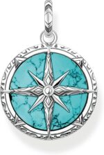 Thomas Sabo  Ανδρικό Pendant με Πυξίδα και Ένθετο σε Απομίμηση Τυρκουάζ ,  Ασήμι 925. Διαστάσεις:  SKU  PE833-878-17
