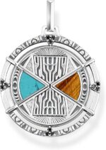 THOMAS SABO Μενταγιόν γούρι με τιρκουάζ και μάτι τίγρης από ασήμι 925, μαυρισμένο - Image 4