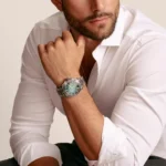 Ρολόι Rebel at Heart Χαραγμένο 41 mm από ανοξείδωτο ατσάλι σκούρο πράσινο σχέδιο τατουάζ SKU WA00445-201-211-41 MM - Image 2