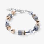 COER DE LION  Βραχιόλι GeoCube με γκρι και ροζ κρύσταλλα   SKU 4015/30-0730