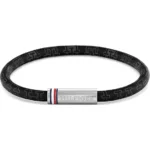 TOMMY HILFIGER Μαύρο Βραχιόλι Από Δέρμα Και Ανοξείδωτο Ατσάλι 19cm  SKU 2790704