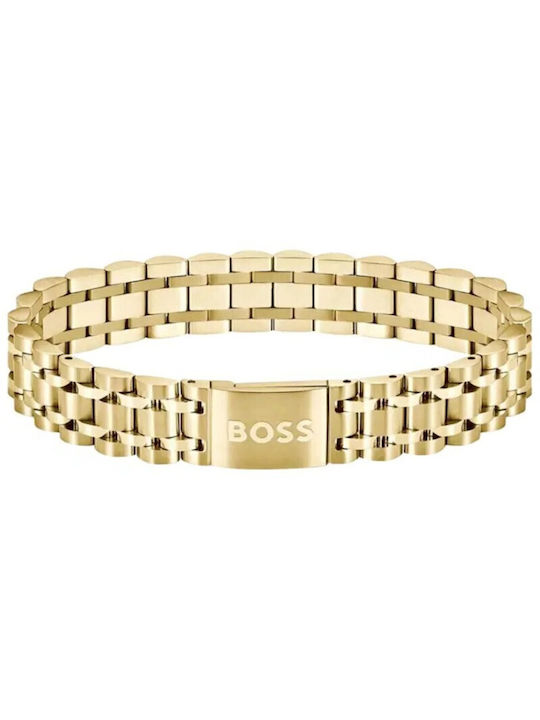 fixedratio_20250416152823_hugo_boss_andriko_vrachioli_apo_atsali_epichrysomeno_1580645 Boss Gold-tone Cuff with Logo-engraved Magnetic Closure Ανδρικό βραχιόλιSKU 1580645 - Image 1