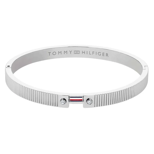 gynaikeio-vraxioli-tommy-hilfiger-stripes-2781047-asimi Βραχιόλι Tommy Hilfiger Stripes Ασημί Χειροπέδα SKU 2781047 - Image 1