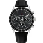 Tommy Hilfiger Hampton Ανδρικό Ρολόι 42mm Μπαταρίας με Μαύρο Δερμάτινο Λουράκι SKU 1792277 - Image 3
